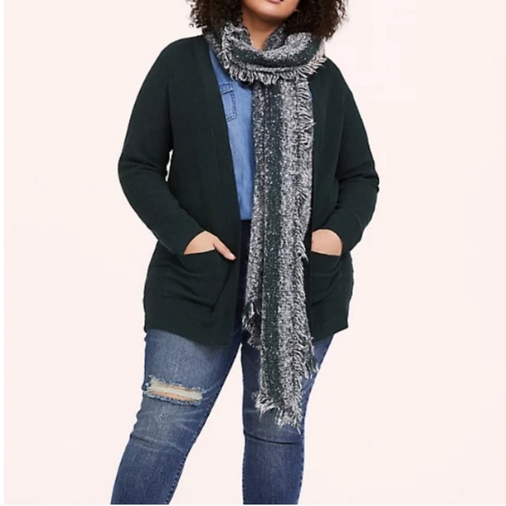 Torrid forest green knit long sleeve open front cardigan